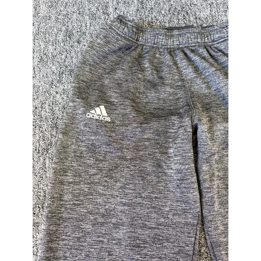 Adidas Climawarm Sweatpants Mens Small Heather Gray Logo Fleece Lined Athletic